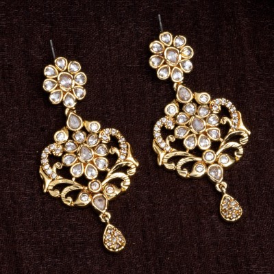 Estele Gold Plated Cubic Zirconia Brass Drops & Danglers