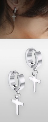 house of common Stylish Silver Plated Cross Earrings Alloy Huggie Earring