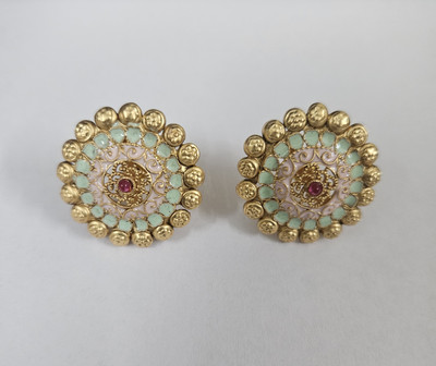 kian udyam LASHKARA GOLDEN STUD EARRINGS Alloy Stud Earring