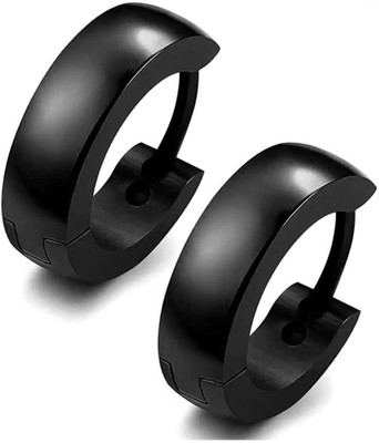 Shashank Soul Black Hoop Bali Studs for MensStainless Steel Stud Earring (1 Pair) Stainless Steel Stud Earring