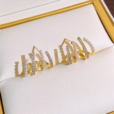 MAHADEV CREATION The Pearly Hold Earring Crystal Alloy Stud Earring