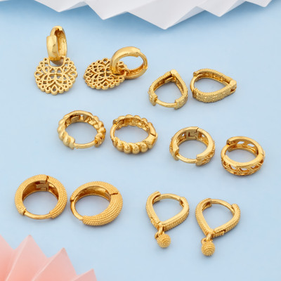 Weroxa Combo of 6 Brass Huggie Earring