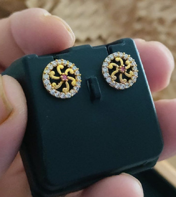 Rohit Fashion Ethnic Casual Stud Earrings For Girl's And Women's Wear Diamond Brass Stud Earring