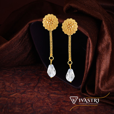 VIVASTRI Removable Stud & Drop Combo Earring -( 1 Pair Stud,1 Pair Crystal Chain) Cubic Zirconia Alloy Drops & Danglers