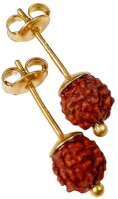 CuteKart Rudraksha Golden Stud Earrings Shiv Shakti Jewelry Brass Stud Earring