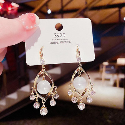 Miraclewood New Trendy Korean Earring Glorious Gold Plated style white Opal Earring & Women Cubic Zirconia, Diamond, Opal Alloy Drops & Danglers, Hoop Earring, Plug Earring, Jhumki Earring, Earring Set