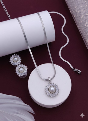 Mavya Ventures ANTI TANISH CHAIN PENDENT R-1 Cubic Zirconia, Diamond Stainless Steel Stud Earring