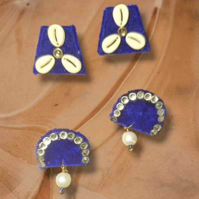 DIPRIYA GALLERY ROYAL BLU 2 COMBO Fabric Stud Earring