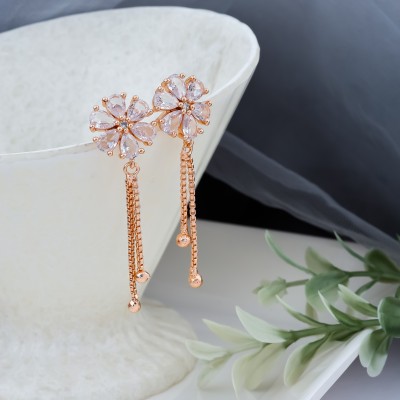 Temora Gold Plated Ltakan Earring Diamond Brass Drops & Danglers