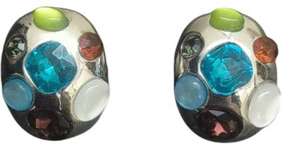 MYSTERIOUSMART Handcrafted Crystal Stud Earrings – Elegant & Colorful Gemstone Accents Crystal Brass, Crystal Stud Earring