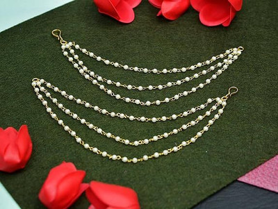 Kaima Earring 3 layred Chain Kaan Chain Earring chain golden Ear chain Earring Beads Brass Earring Set