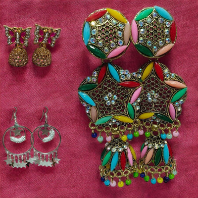 vami store Designer Multicolour earring jhumka Crystal Alloy Jhumki Earring