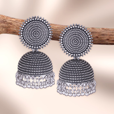 AMAAL earrings for women jhumka Silver Oxidised traditional Kundan ear rings combo Beads, Crystal, Cubic Zirconia, Pearl Alloy, Enamel, Metal, Zinc, Stone, Mother of Pearl Jhumki Earring, Chandbali Earring