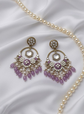 DHVANI Elegant Gold-Plated Drop Earrings Pearl Alloy Chandbali Earring