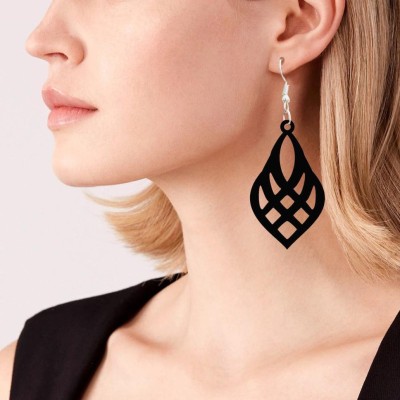 FEEZA FASHION Fancy Black earrings Acrylic Chandbali Earring, Clip-on Earring