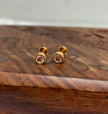 Impon Impon/Panchaloha/Five Metals Single White stone Stud Earrings Diamond Alloy Stud Earring
