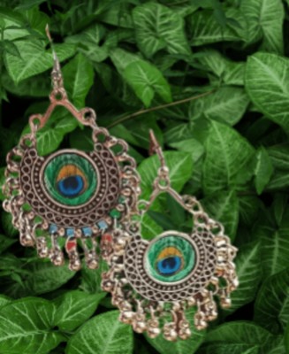 Batuliis online fashion Ethnic Traditional Silver Oxidised Peacock Jhumka Earrings For Women & Girls Alloy, German Silver Jhumki Earring, Earring Set