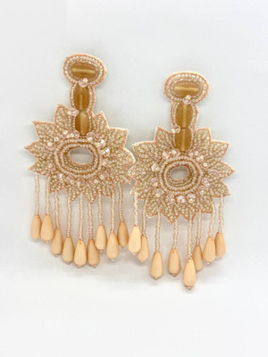 Elaraa and Co Katie Tear Drop Beads Fabric Jhumki Earring