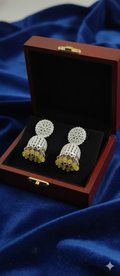 vm jwelry Trendy Silver Tone Jhumka with Yellow Ghungroo Alloy Earring Set