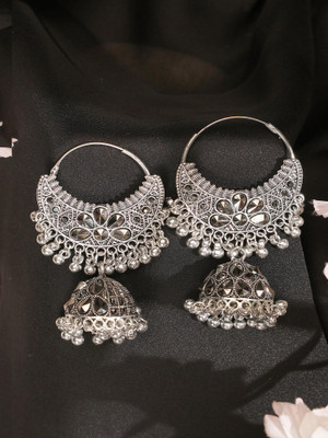 Sangria Stylish And Antique Multi-Latest Trendy Stylish Earrings for women's and girls Cubic Zirconia German Silver Jhumki Earring