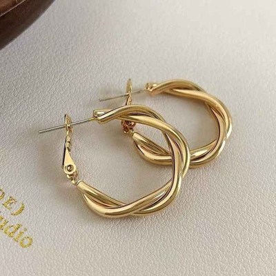 ADORNITY Golden Hoop Earrings For Women Girls Korean Earring Jewellery For Womens Girl Alloy Hoop Earring