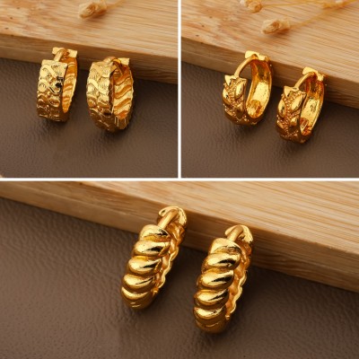 Weroxa Combo Of 3 Brass Huggie Earring