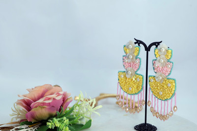 Elaraa and Co Tropical Cascade Beaded Earrings Beads Fabric Drops & Danglers