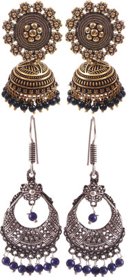 Haniya Oxidized Silver plated handmade Jhumka Jhumki Earrings Brass, German Silver Jhumki Earring