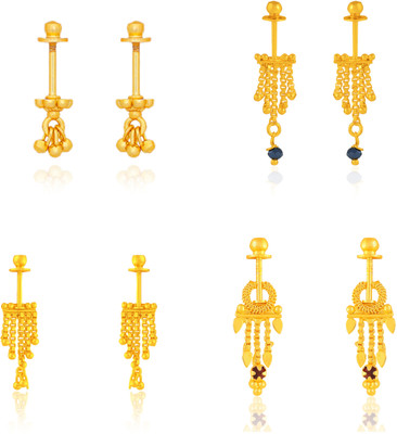 Drashti Collection Traditional Maharashtrian Style Bugadi Earrings Combo Pack Of 4 Pairs Brass Ear Thread