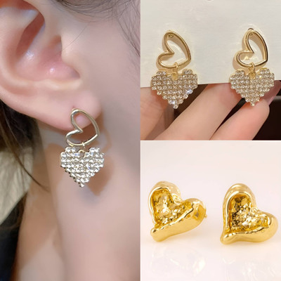 AKISON JEWELS Korean Earrings Combo For Women Girls Ad Stone Heart Earrings Stylish Trending Crystal, Cubic Zirconia, Diamond Alloy Earring Set, Drops & Danglers, Stud Earring