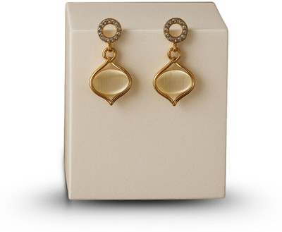KICHONA GALLERY Simple Dangle Earrings with Unique Almond-Shaped Cream Stone Stainless Steel Drops & Danglers