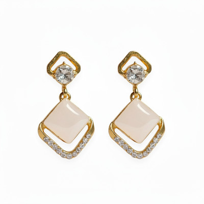 thefiorejewels Classic Gold Finish Earrings with Sparkling Crystal Stones Pearl Alloy, Stone Drops & Danglers