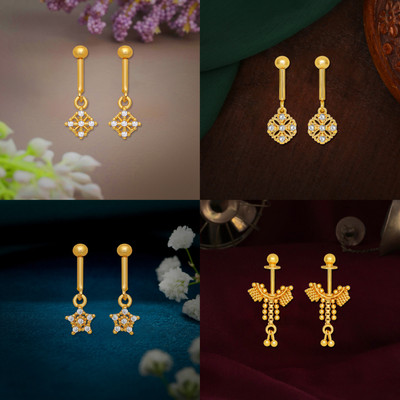 Raj And Deb Traditional Micron Plated Premium Earrings Collection For Women And Girls Brass Stud Earring