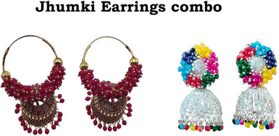 JMBW INTERNATIONAL 2 Combo earrings for women traditional Beads Alloy Jhumki Earring