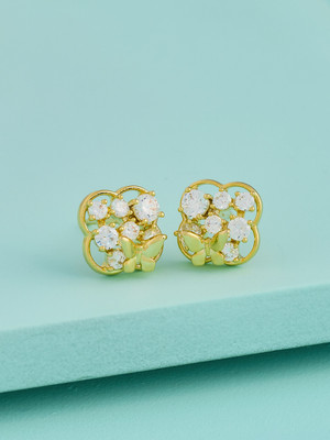 Kushal's Fashion Jewellery White Gold-Plated Party Trendy Zircon Studs Zircon Copper Stud Earring