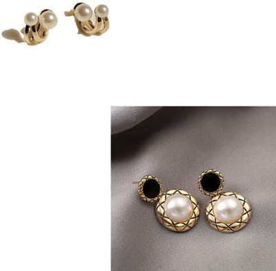Celestria Exotique Korean Double Sided Pearl 2 in 1 Alloy Stud Earring, Drops & Danglers
