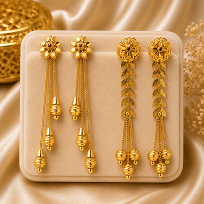 Ledarauraplus Gold plated earrings for women and girl earring fancy party wear earring Brass Drops & Danglers