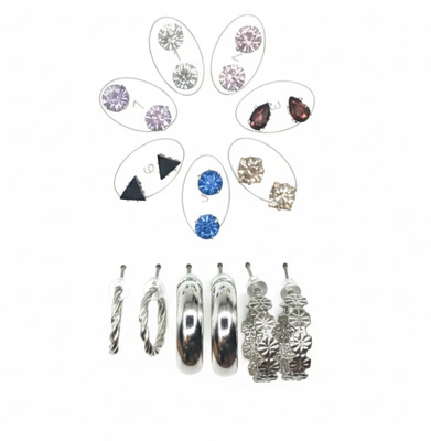 Vaddhu 637 Zircon Steel Tunnel Earring, Stud Earring, Drops & Danglers, Hoop Earring, Earring Set
