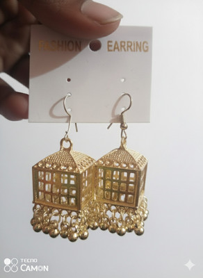 Trade4trend Golden Cube Jhumka Earrings Alloy Jhumki Earring