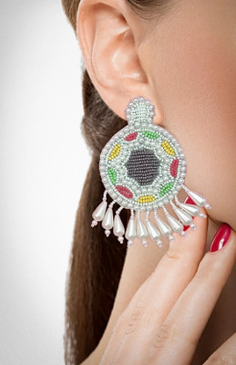 quirkify Multicolor Beaded Earrings Fabric Earring Set