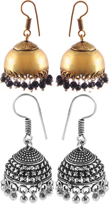 Haniya Oxidized Silver plated handmade Jhumka Jhumki Earrings Brass, German Silver Jhumki Earring