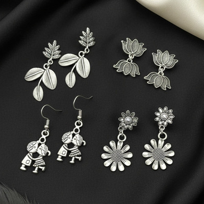 ANNORA INTERNATIONAL Pack of 4 Beautiful Earrings Brass Drops & Danglers, Huggie Earring, Earring Set, Huggie Earring