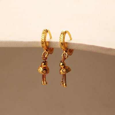 Anika's Creation Decent Look Gold Plated Tasselled Lightweight daily wear Hoop Earrings Brass Hoop Earring
