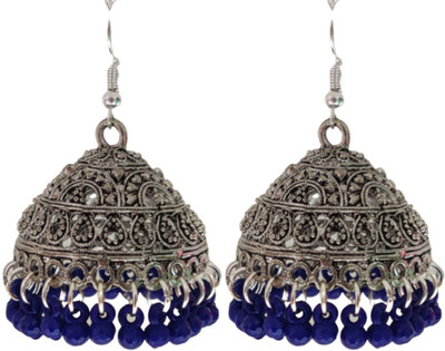 house of common Stylish Fancy Party Wear Ethnic Bohemian Jhumka Afghani Earrings Beads German Silver, Enamel, Plastic, Brass, Metal Jhumki Earring, Tunnel Earring, Drops & Danglers