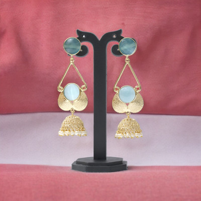 JHUMKARANI Designer Jhumka 18k Gold Plated with Monalisa Stone Brass Jhumki Earring