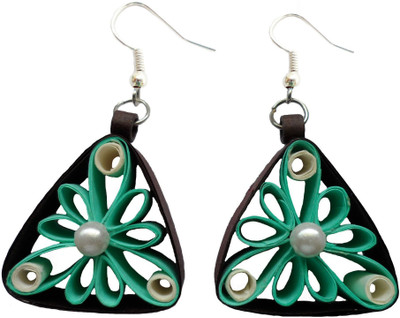 Designer's Collection Quilled Green White & Brown Combination Paper Drops & Danglers