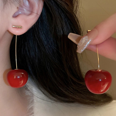Exotique Cherry Earrings Korean Earrings Cherry For Women Red Colour Bts Collections Acrylic Drops & Danglers