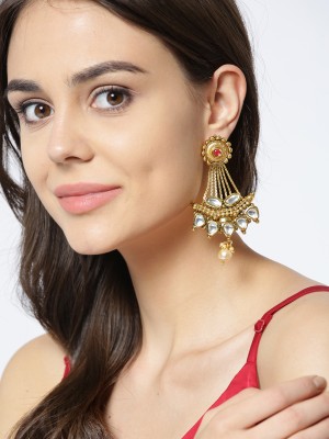 ANOUK Gold-Plated Kundan-Studded Handcrafted Classic Drop Earrings Brass Drops & Danglers