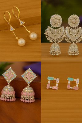 FOREVER YOUNG earing004 Citrine, Zircon Alloy Jhumki Earring, Stud Earring, Drops & Danglers, Chandbali Earring