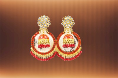 polluxcraft Chanasya Chandbali Meena Earrings for women /Red Bell Shape Earring Beads Alloy Chandbali Earring